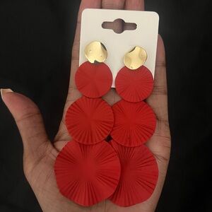 Red Dangle Earrings, Cute, Chic, Fashionable